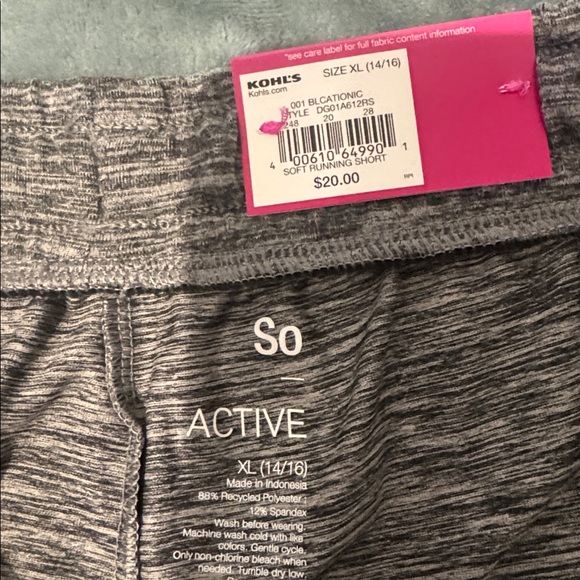 NWT Gray Athletic Shorts with Neon Trim - Picture 2 of 3